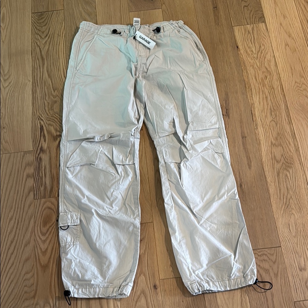 NWT Garage Light tan pants with Elastic Cuffs and Drawstring Waistband